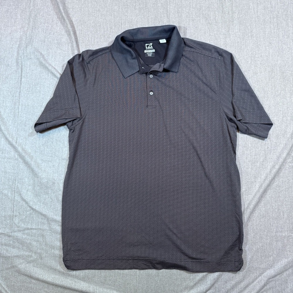 Cutter & Buck Polo Shirt Mens Large Golf Blue Gray Short Sleeve Performance‎